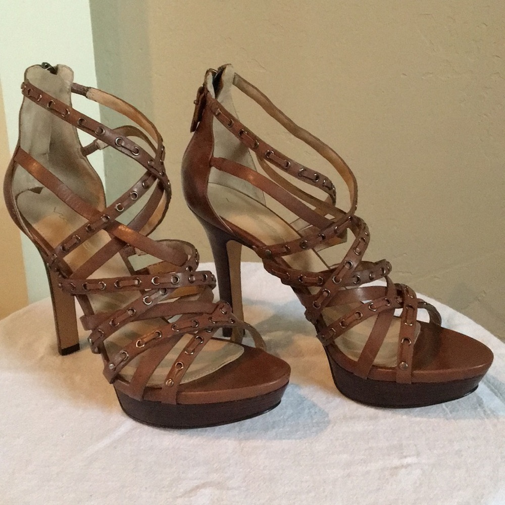 Via Spiga Brown Leather Heels 8.5, Retail  $225